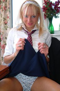 Naughty Mom In School Uniform Flashing Her Panties